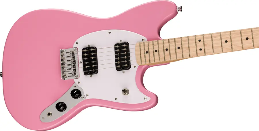 Squier Sonic Mustang HH, Maple White Pickguard, Flash Pink 