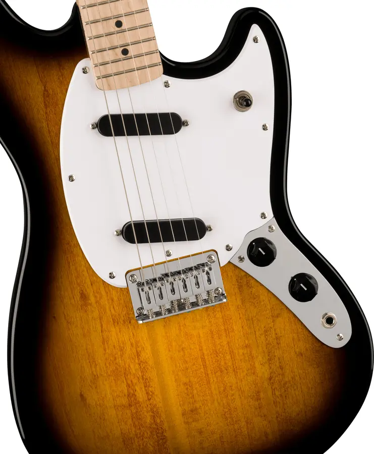 Squier Sonic Mustang, Maple White Pickguard, 2-Color Sunburst 