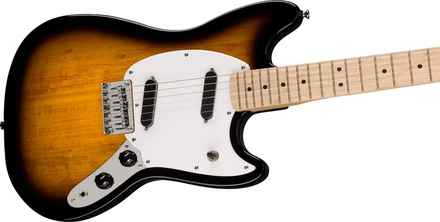 Squier Sonic Mustang, Maple White Pickguard, 2-Color Sunburst 