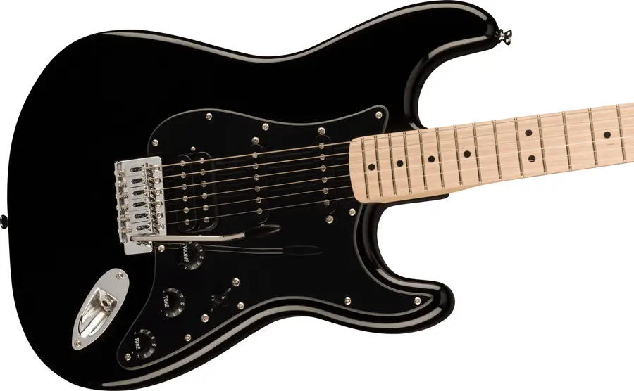 Squier Sonic Stratocaster HSS, Maple Black Pickguard, Black 