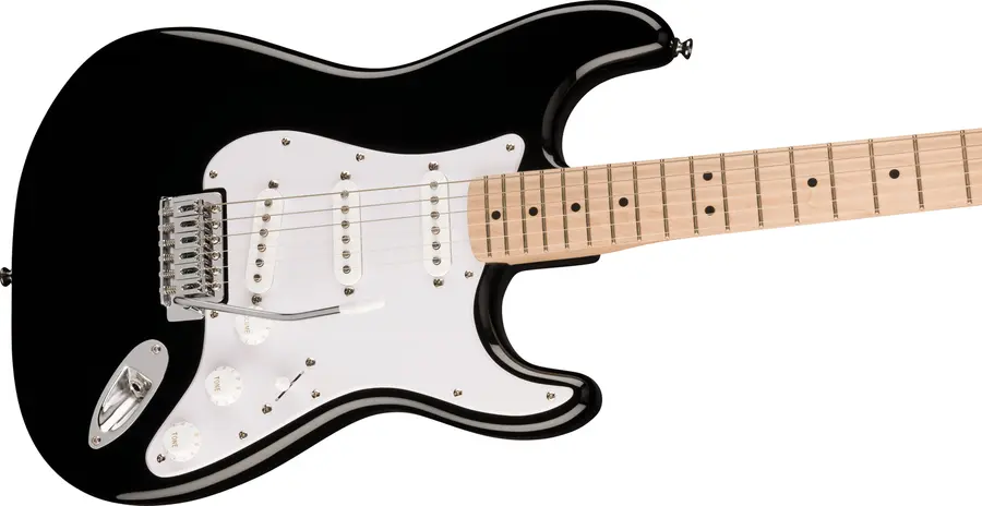 Squier Sonic Stratocaster, Maple White Pickguard, Black 