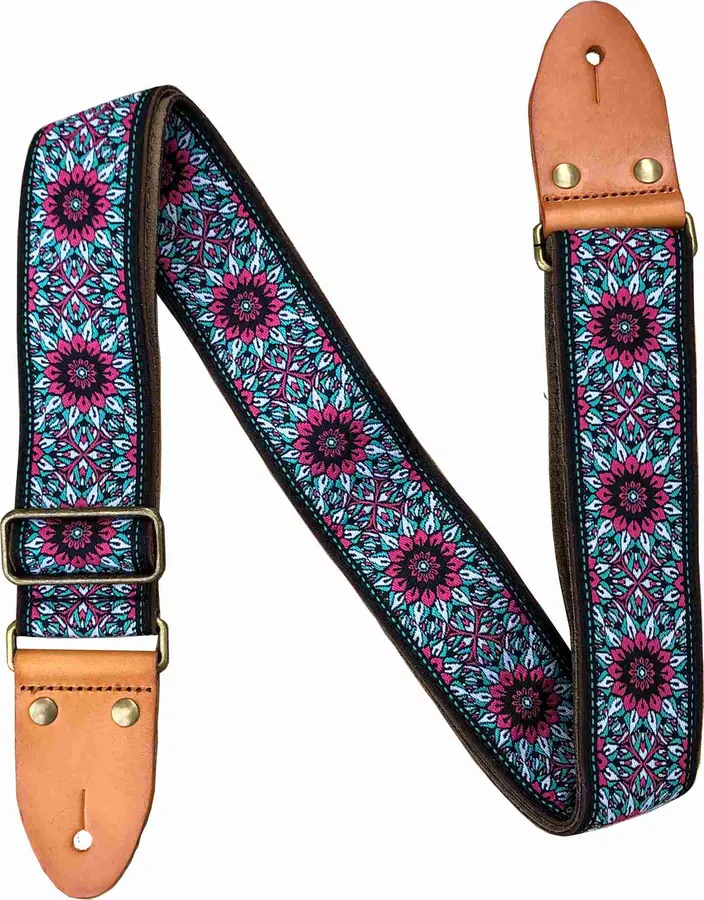 Profile GT42 Woven Guitar Strap Leather ends 