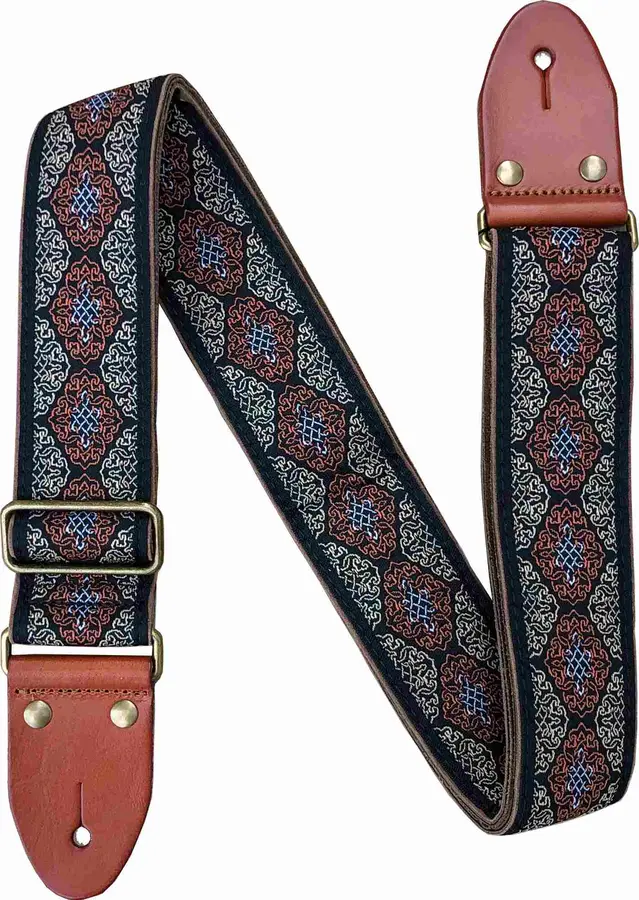 Profile GT47 Woven Guitar Strap Leather ends 