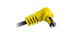 CIOKS 3050 Type 3 - 5,5/2,5mm DC plug Senter negativ, L-form, 50cm (gul)