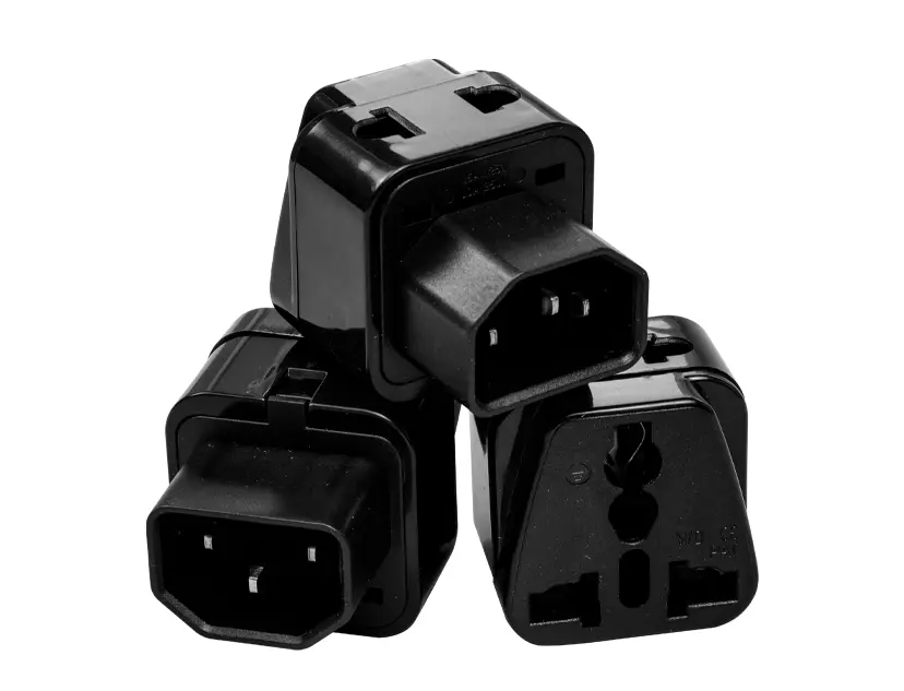 CIOKS Mains adapter IEC C14 to universal mains socket, incl. mounting kit 