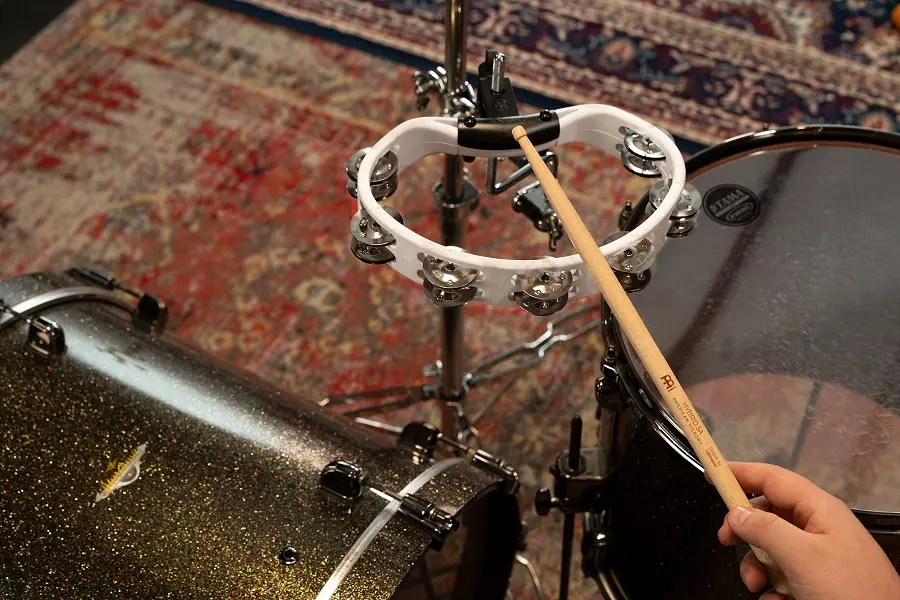 Meinl HTMT2WH Headliner Drum Tamburin 2 rows, White 