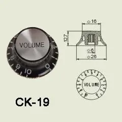 Wilkinson CK-19 el-gitar Control knob black chrome