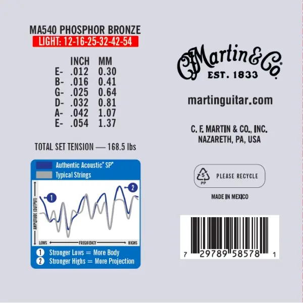 Martin Acoustic SP MA540 Light (012-054) 3 Pack 