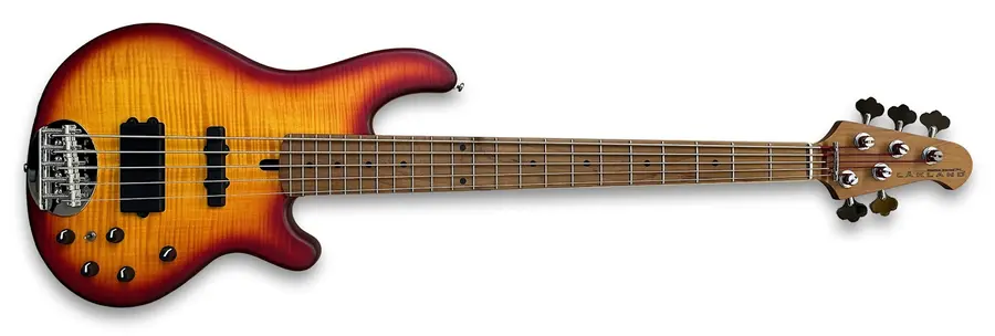 Lakland Skyline 55-02 Deluxe Bass 5-Str Quilted Maple Top, Cherry Sunburst Satin 