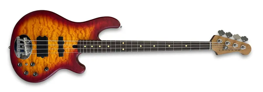 Lakland Skyline 44-02 Deluxe Bass 4-Str Quilted Maple Top, Cherry Burst Satin 