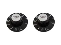 AP PK-3242-023 "Witch hat" tone knobs Black, fits USA split shaft pots (Qty 2)