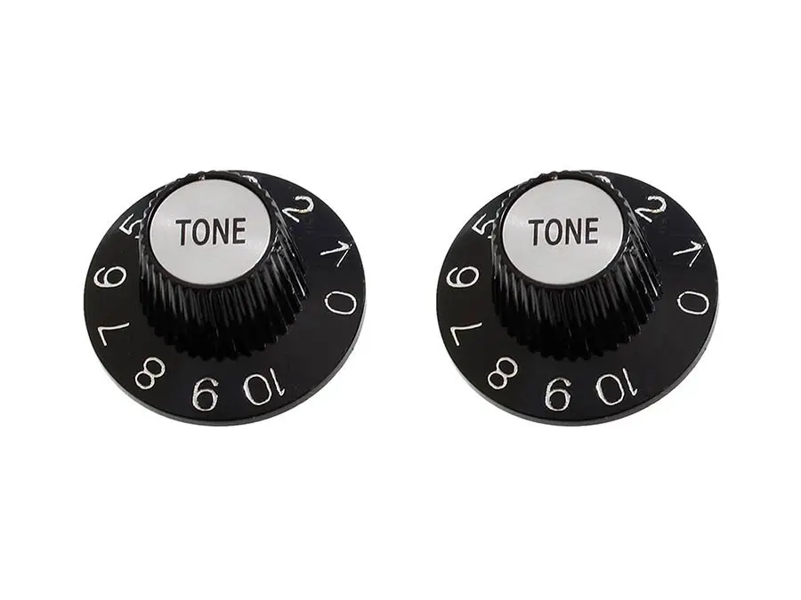 AP PK-3242-023 "Witch hat" tone knobs Black, fits USA split shaft pots (Qty 2) 