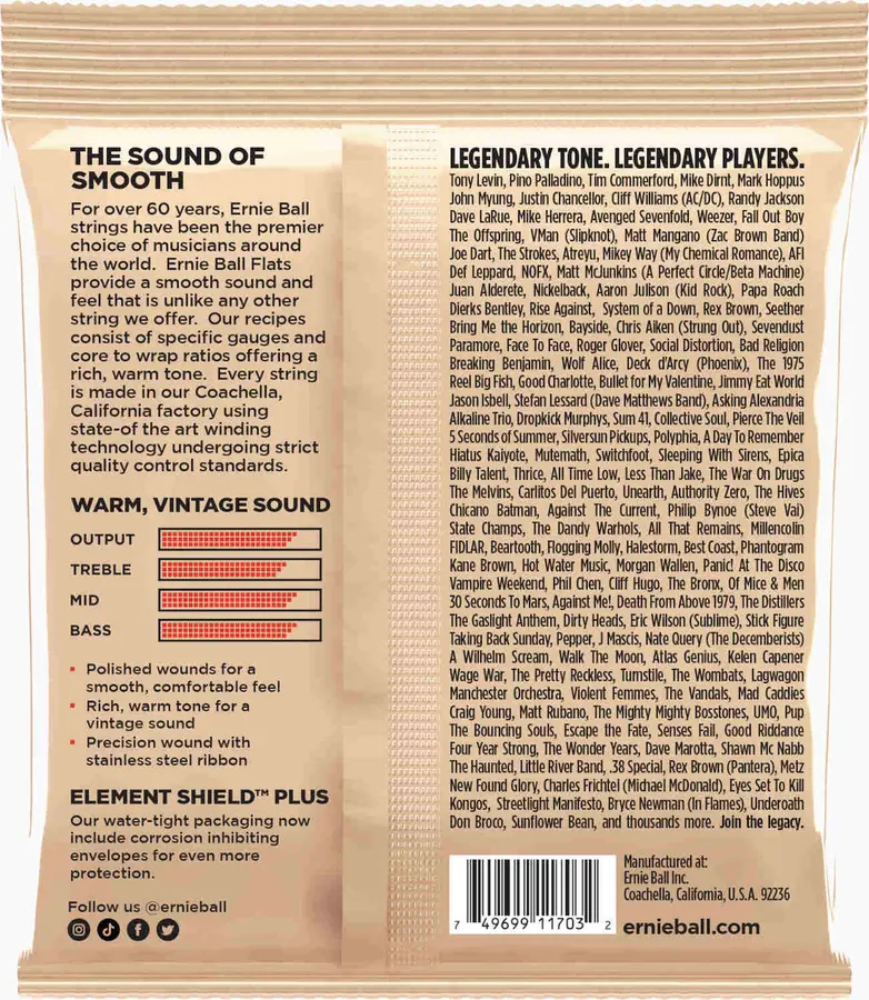 Ernie Ball 2801 Flatwound GR2 (045-105) Short Scale 