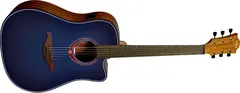 LAG T-BLUE Tramontane Dreadnought Cutaway Acoustic-Electric Blue Burst