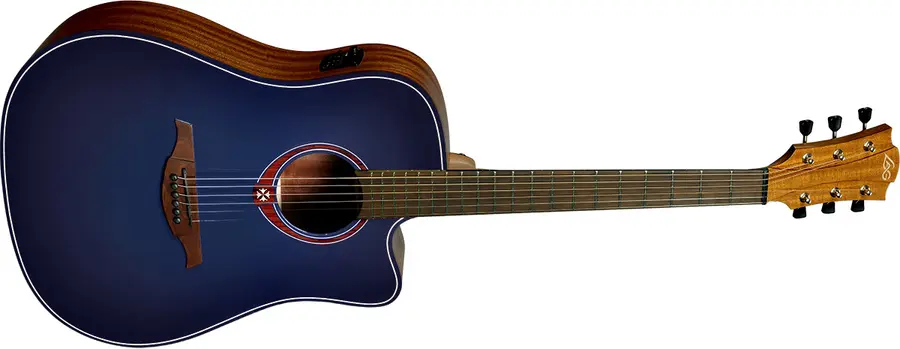 LAG T-BLUE Tramontane Dreadnought Cutaway Acoustic-Electric Blue Burst 