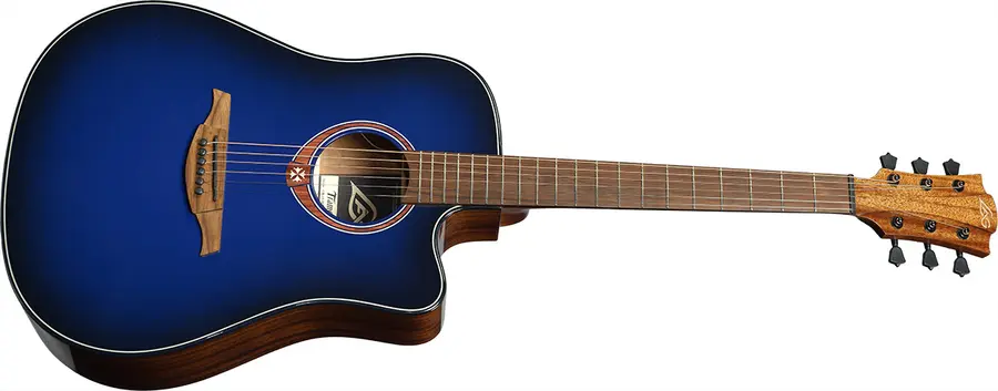 LAG T-BLUE Tramontane Dreadnought Cutaway Acoustic-Electric Blue Burst 