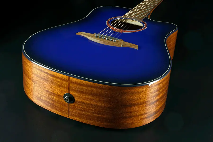 LAG T-BLUE Tramontane Dreadnought Cutaway Acoustic-Electric Blue Burst 