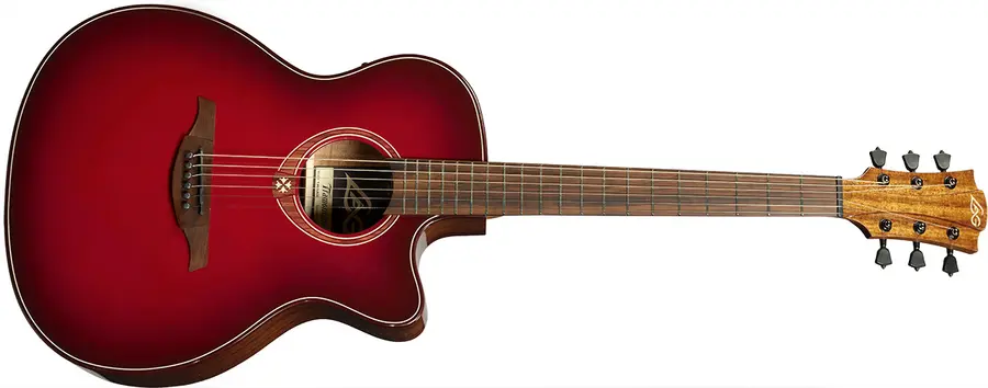 LAG T-RED Tramontane Auditorium Cutaway Acoustic-Electric Red Burst 