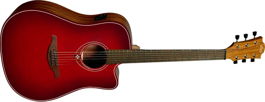 LAG T-RED Tramontane Dreadnought Cutaway Acoustic-Electric Red Burst 