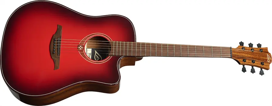 LAG T-RED Tramontane Dreadnought Cutaway Acoustic-Electric Red Burst 