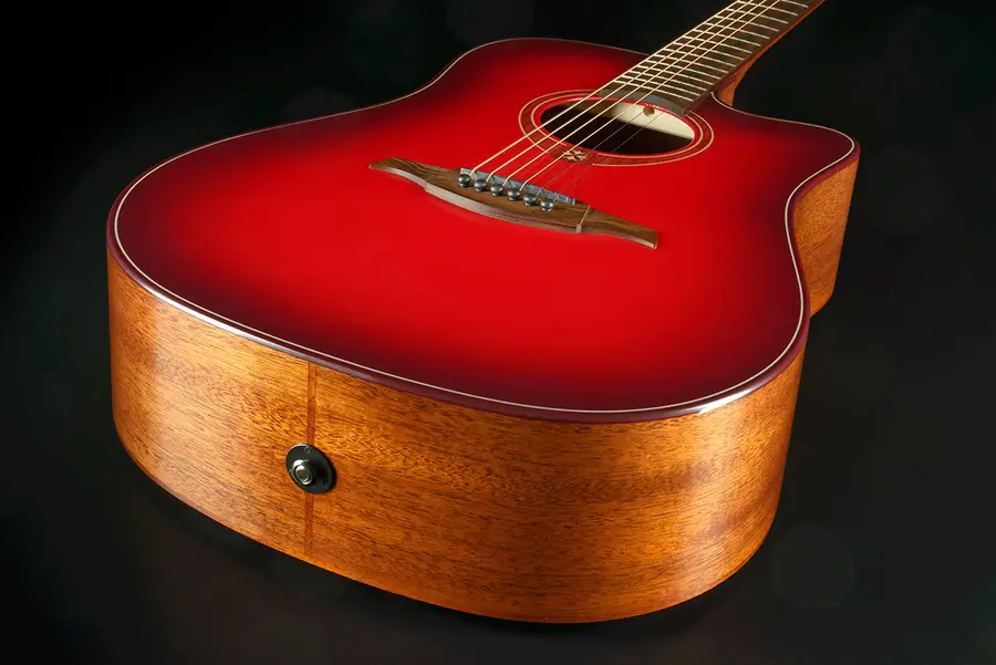 LAG T-RED Tramontane Dreadnought Cutaway Acoustic-Electric Red Burst 