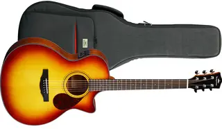 Kepma Guitars Solid Top F0E Cherry Burst Grand Auditorium Ak.gitar m/pickup