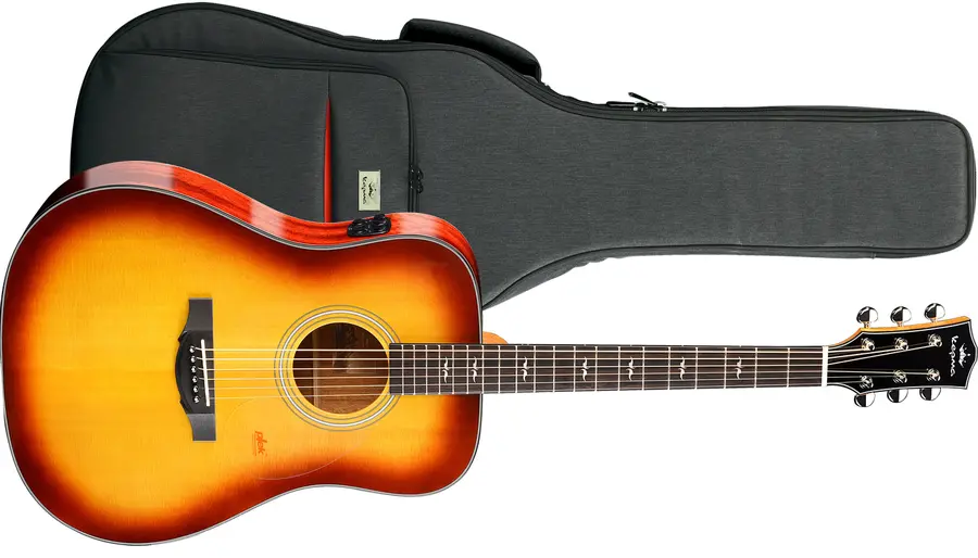 Kepma Guitars Solid Top F1E Cherry Burst Dreadnought Ak.gitar m/pickup 