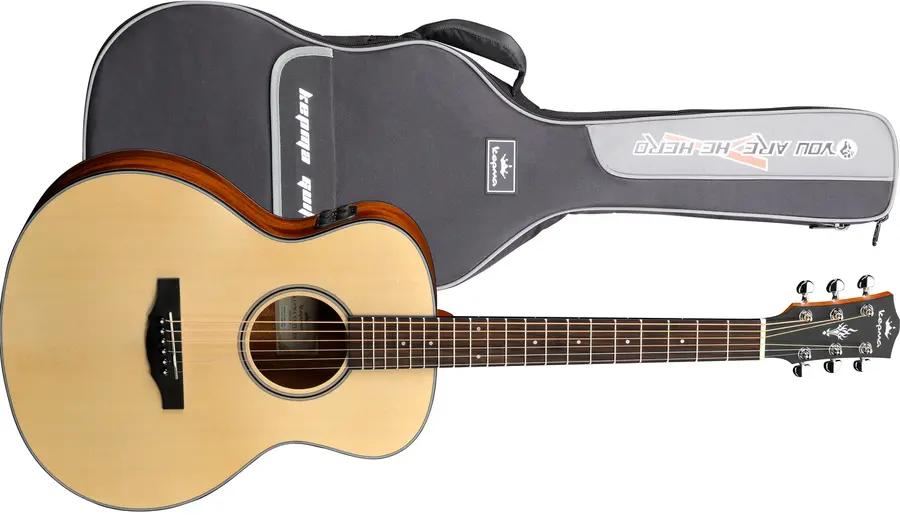Kepma Guitars Travel ES36E-K10 Natural Mini OM Ak.gitar m/pickup 
