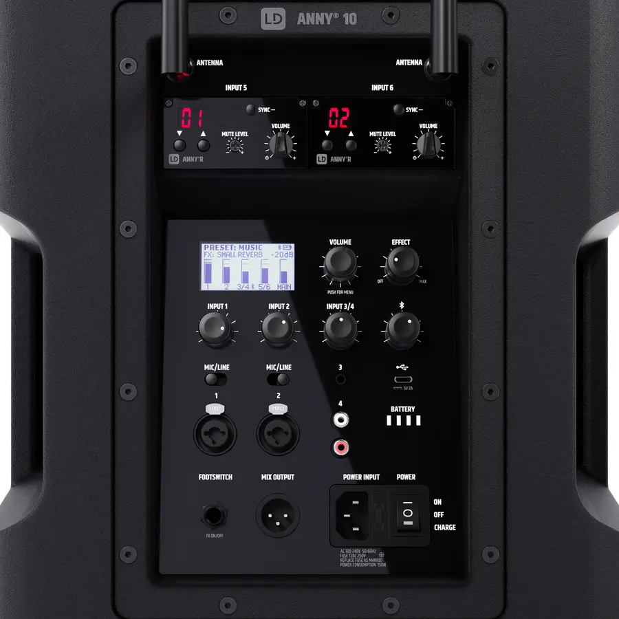 LD Systems ANNY 10 HBH 2 B5 Kompakt-PA Batteri/BT, trådløs mikrofon+bøyle 