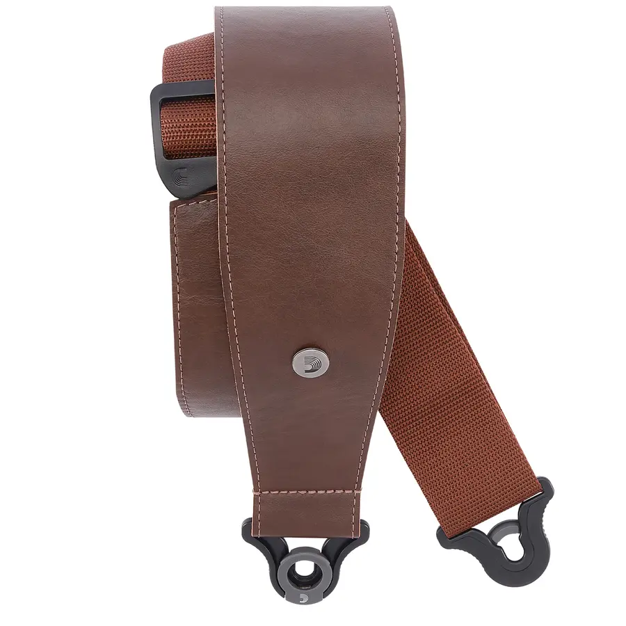 D'Addario 30BAL02 PW Comfort Leather Strap, 3/76mm Auto Lock - Brown 