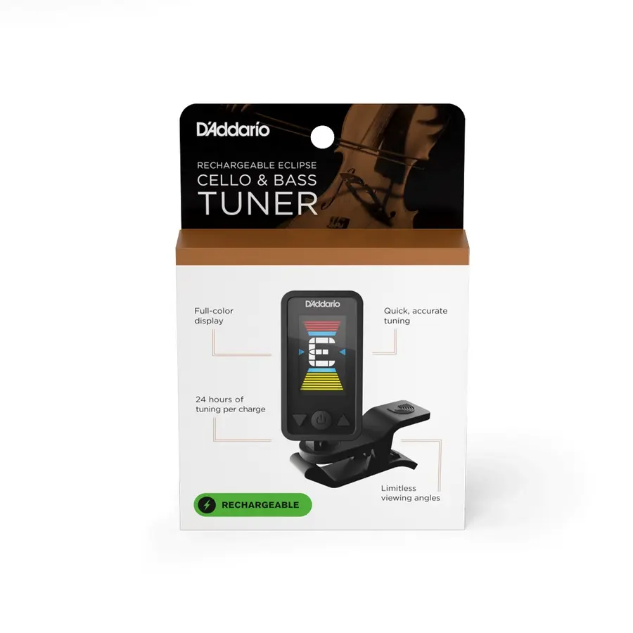 D'Addario PW-CT-28 PW Eclipse Rechargeable Cello & Bass Tuner 