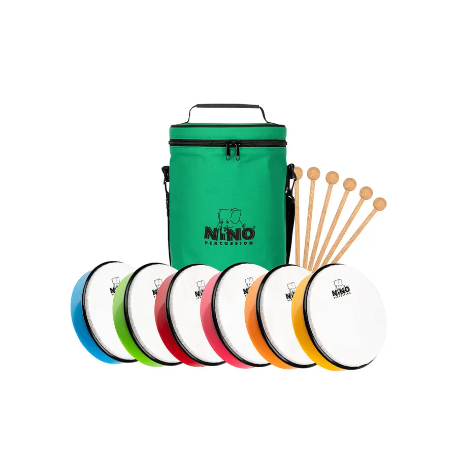NINO PERCUSSION NINOSET45 Perkusjons set 6x håndtrommer, 8", med bag 
