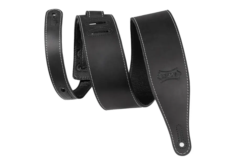 Levy's M17BAS-B 2.5” Wide Butter Leather Guitar Strap - Black Color 