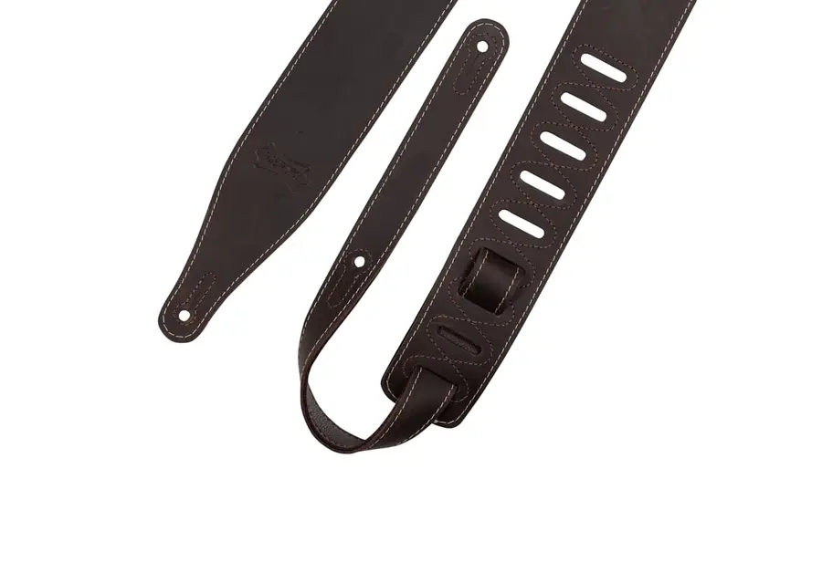 Levy's M17BAS-DBR 2.5” Wide Butter Leather Guitar Strap - Dark Brown 