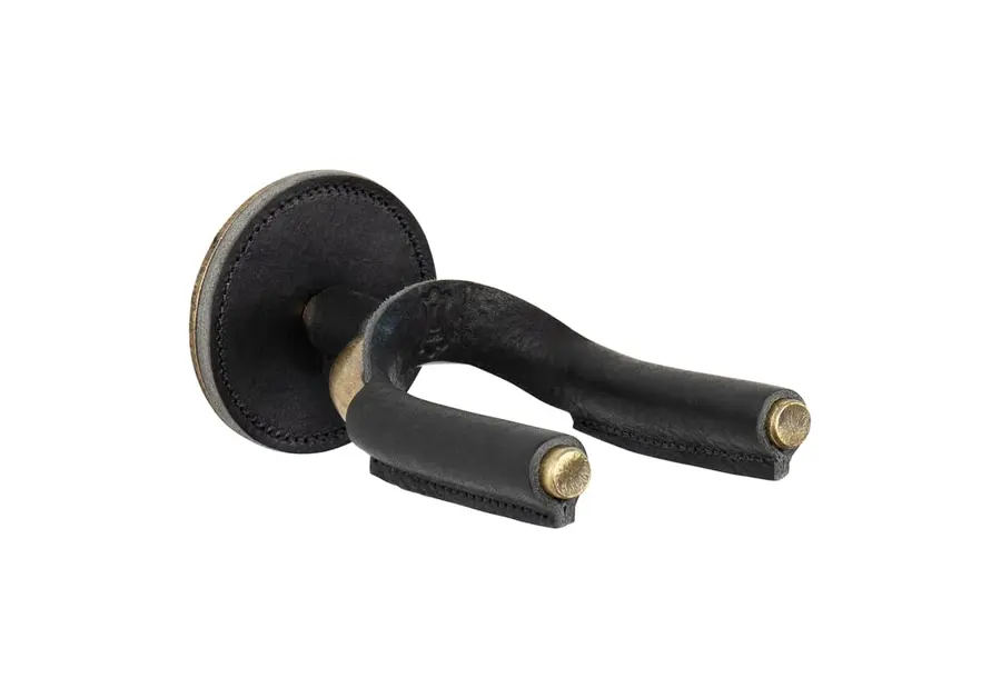 Levy's LVY-FGHNGR-BRBK Guitar Hanger Black Veg-Tan Leather Yoke Wraps 