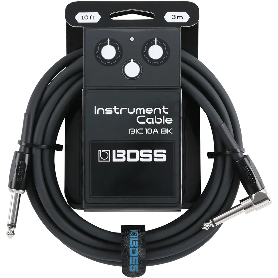 Boss BIC-10A-BK 3m instrumentkabel Vinklet/rett 1/4" jack, black 