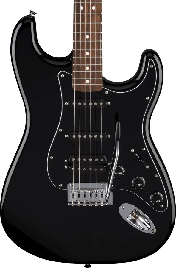 Fender Standard Stratocaster HSS IL, Black Pickguard, Black 