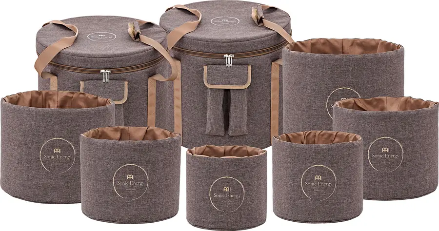 Meinl CSBPSSET3 Crystal Singing Bowl Travel Bag Set, Brown 