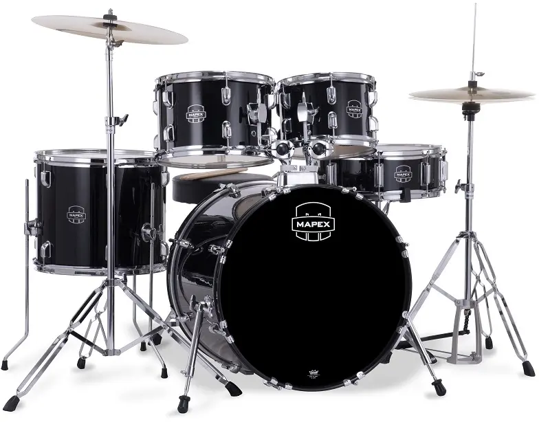 Mapex Comet CM5044FTCDK Drum Set - Black 5-delt sett med stativ, cymbaler og stol 