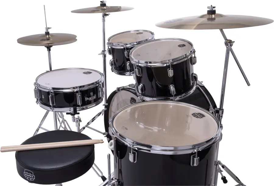 Mapex Comet CM5044FTCDK Drum Set - Black 5-delt sett med stativ, cymbaler og stol 