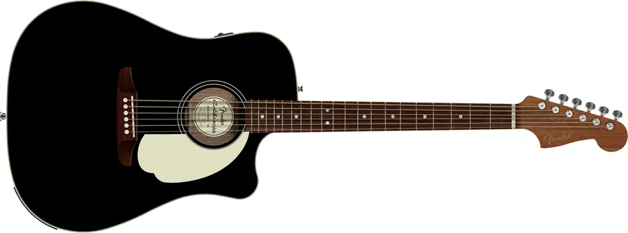 Fender California Standard Redondo CE Spruce Top, Ivory Pickguard, Black 
