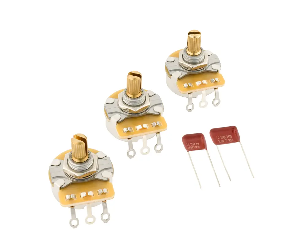 Fender Stratocaster Split Shaft Potentiometer and Capacitor Kit, 3-Pack 