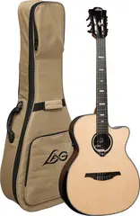 Lag Guitars HV50-N-ACE Nylon HyVibe 50 Auditorium Bevel Cutaway Gloss