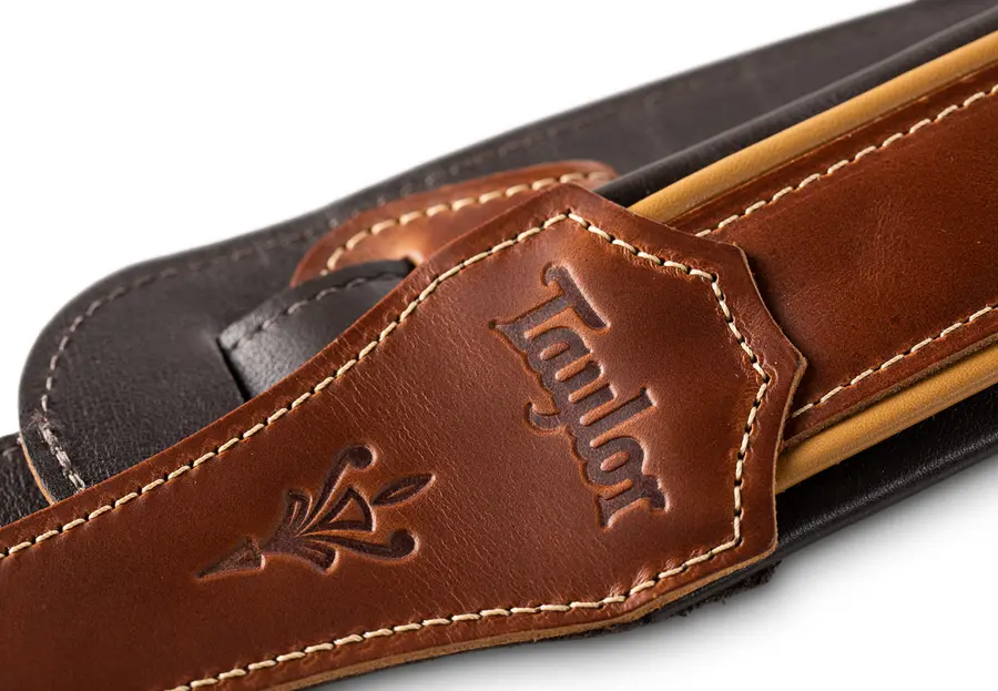 Taylor Century Strap, Med Brown Leather 2.5" Med Brown/Butterscotch/Black 