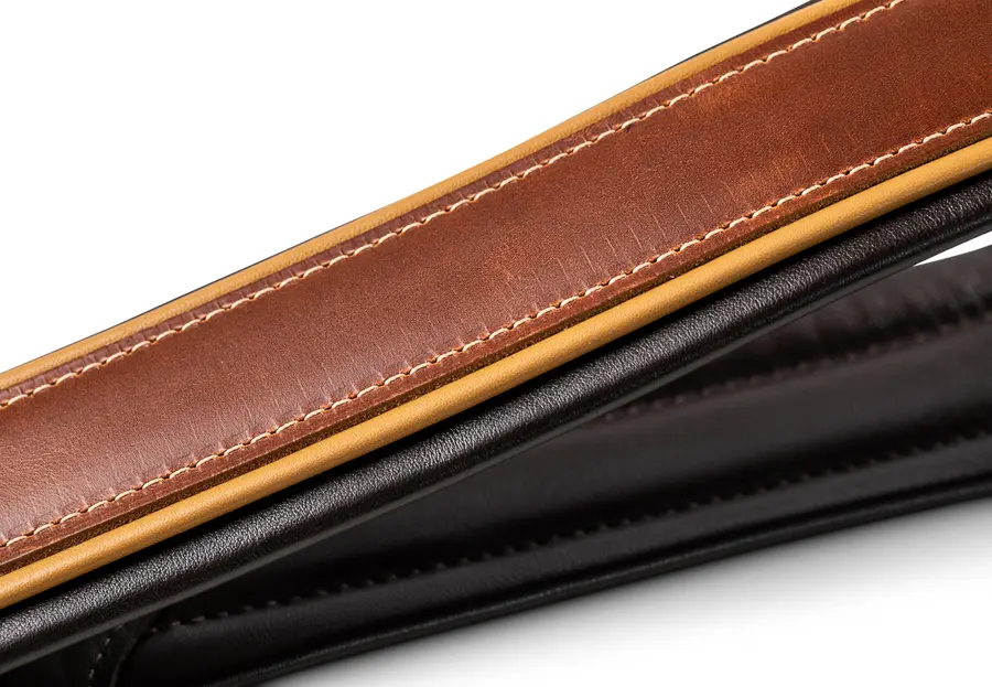 Taylor Century Strap, Med Brown Leather 2.5" Med Brown/Butterscotch/Black 