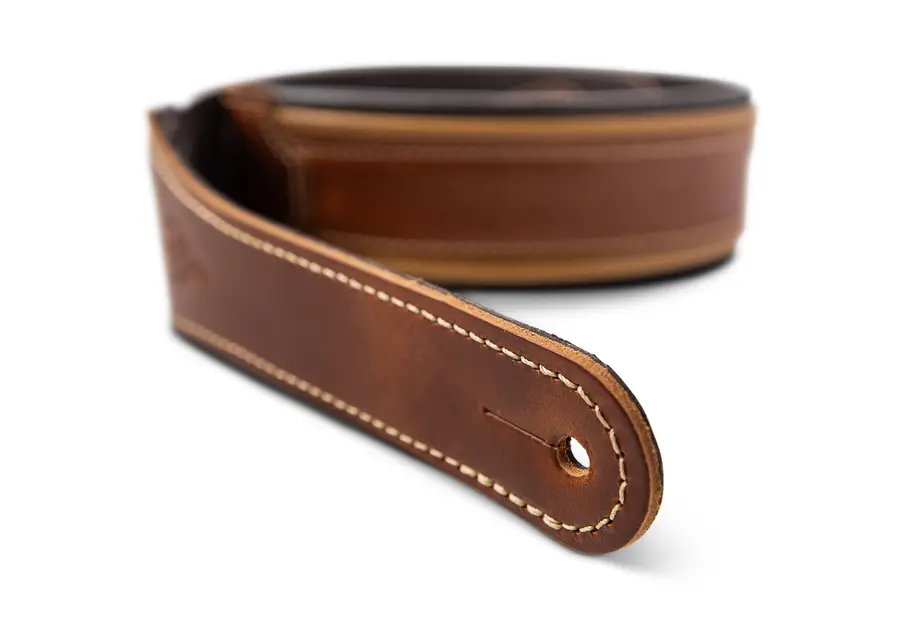 Taylor Century Strap, Med Brown Leather 2.5" Med Brown/Butterscotch/Black 