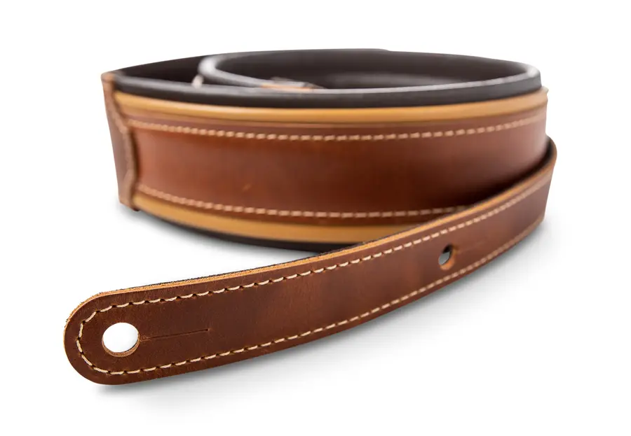 Taylor Century Strap, Med Brown Leather 2.5" Med Brown/Butterscotch/Black 