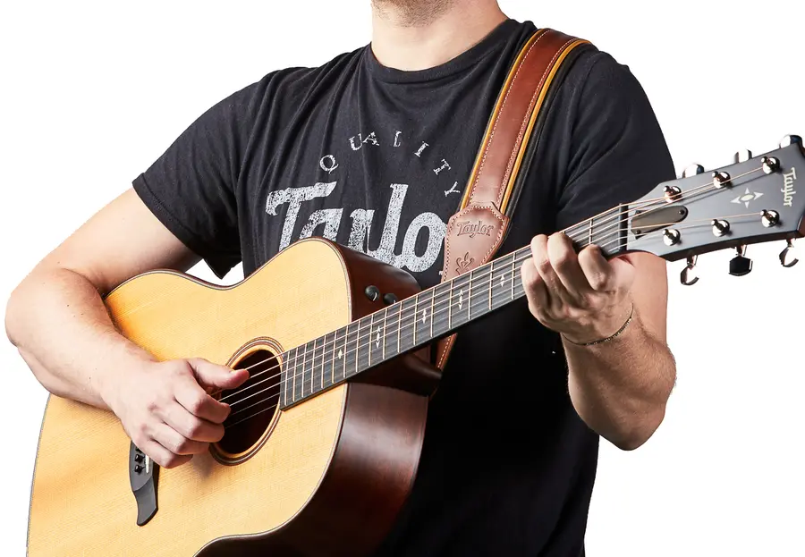 Taylor Century Strap, Med Brown Leather 2.5" Med Brown/Butterscotch/Black 