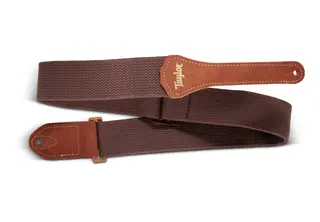 Taylor GS Mini Strap, Chocolate Brown Cotton, 2", Amber Buckle