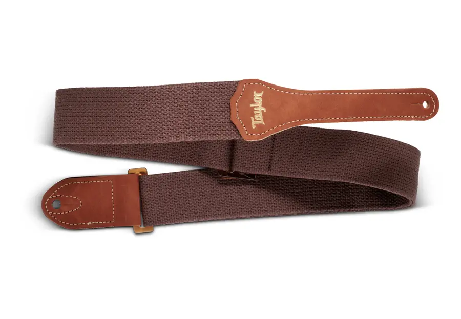 Taylor GS Mini Strap, Chocolate Brown Cotton, 2", Amber Buckle 